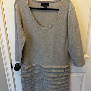 Xl Isabella Rodriguez Light Gray Sweater dress with ruffle hem 3/4 sleeves